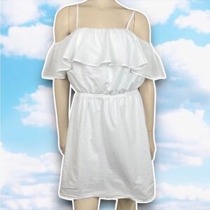 💙 EXPRESS Off the Shoulder Flounce Ruffle Dress Graduation Bridal Boho Beach